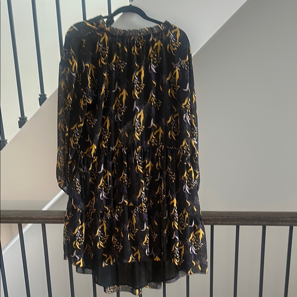 Elegant Black and Yellow Floral Dress